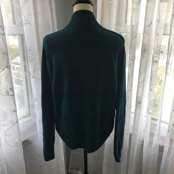 Chaps green sweater striped high neck SZ L - Picture 5 of 8